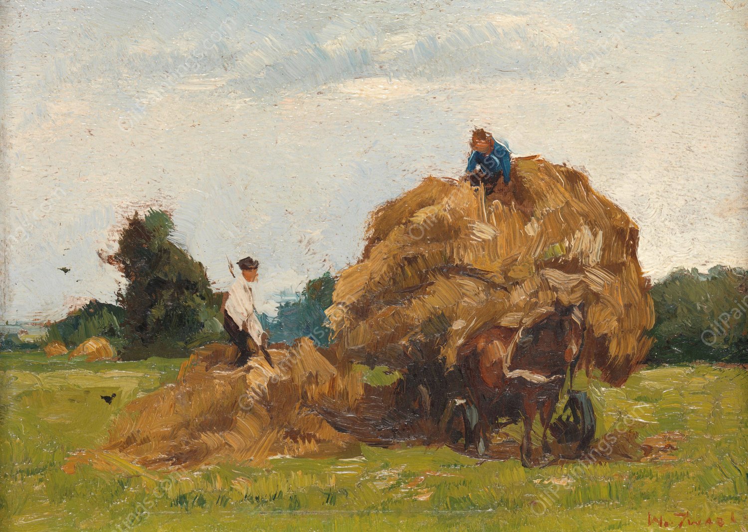 Hay Wagon  by Willem De Zwart - Hand-Painted Oil Painting Reproduction