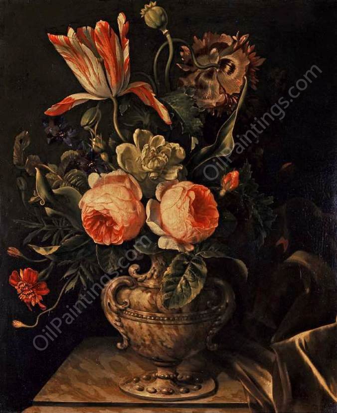 A Vase of Flowers by Willem Frederik Van Royen - Hand-Painted Oil Painting Reproduction