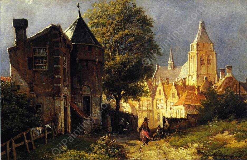 View of Amsterdam by Willem Koekkoek - Hand-Painted Oil Painting Reproduction