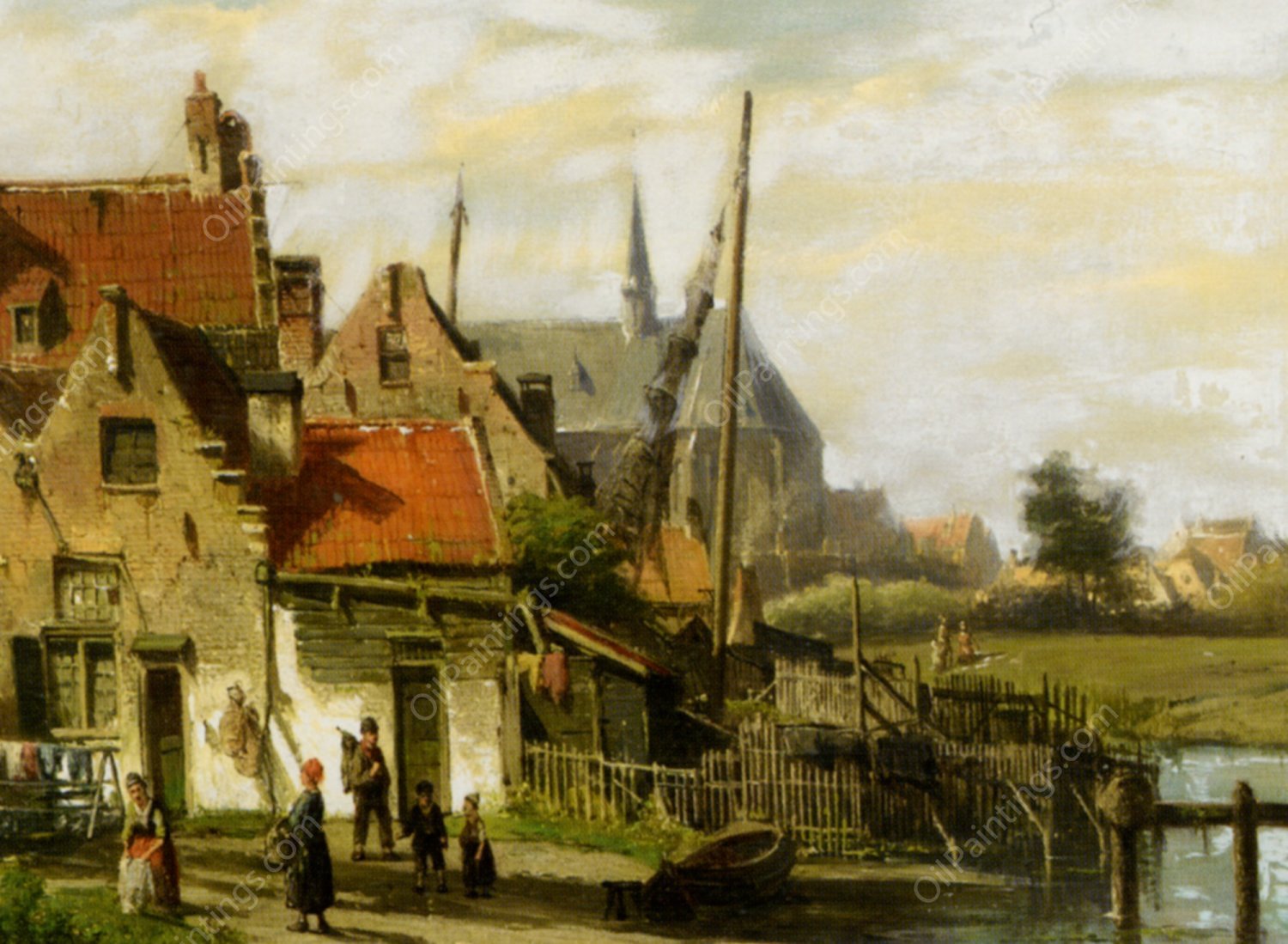 Washing Day Amsterdam by Willem Koekkoek - Hand-Painted Oil Painting Reproduction