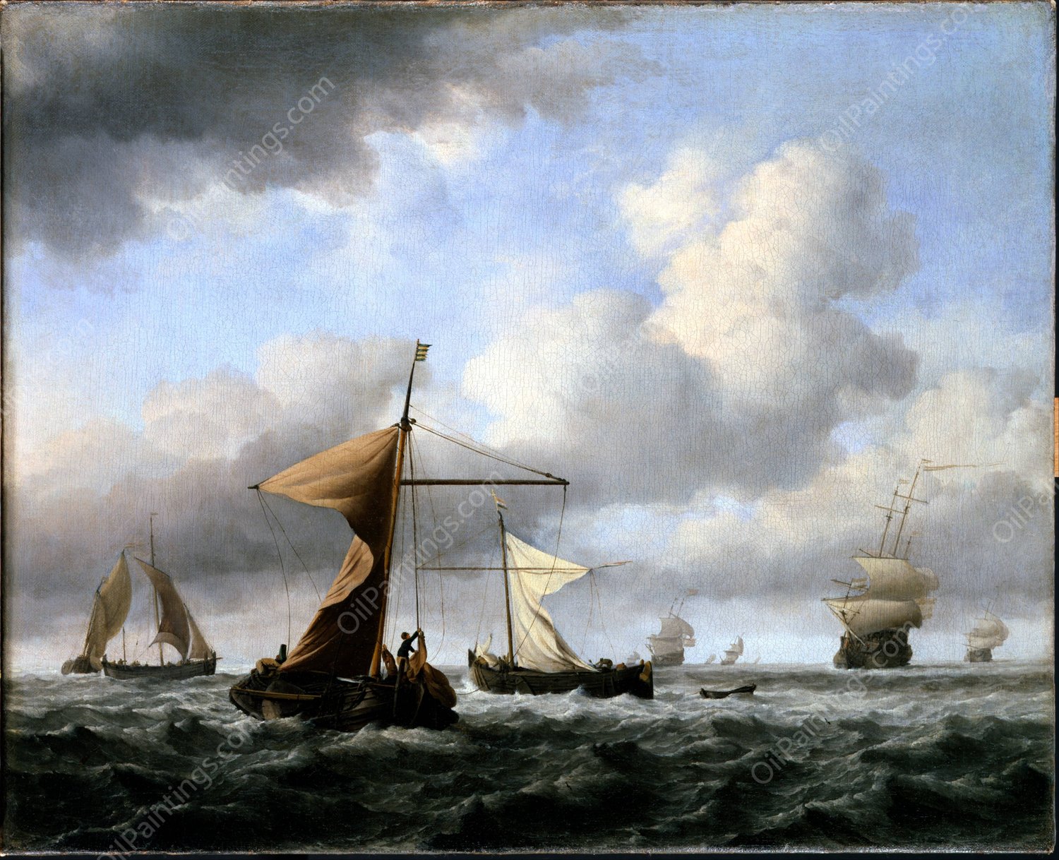 A Brisk Breeze by Willem Van De Velde The Younger - Hand-Painted Oil Painting Reproduction