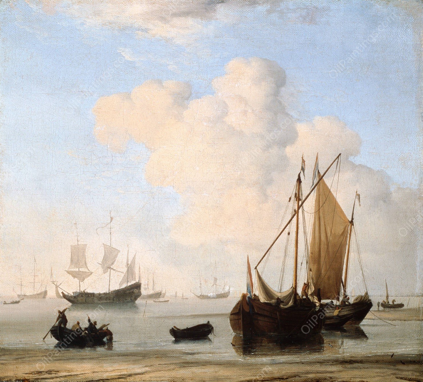 A Calm by Willem Van De Velde The Younger - Hand-Painted Oil Painting Reproduction