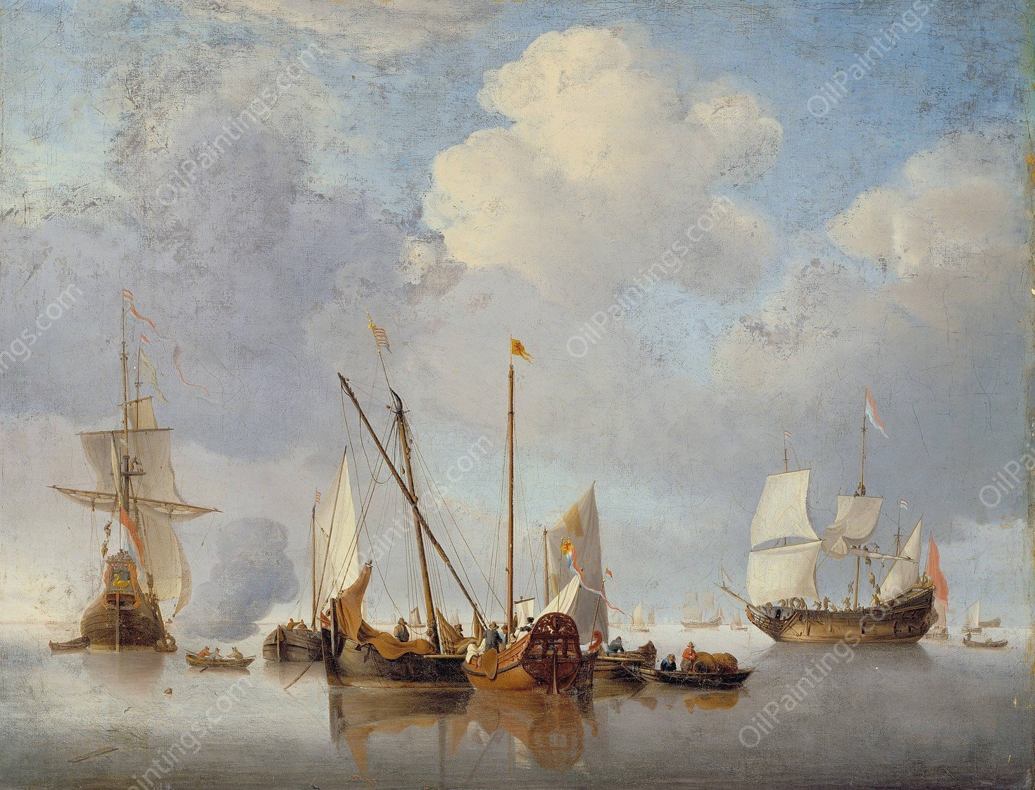 A Calm by Willem Van De Velde The Younger - Hand-Painted Oil Painting Reproduction