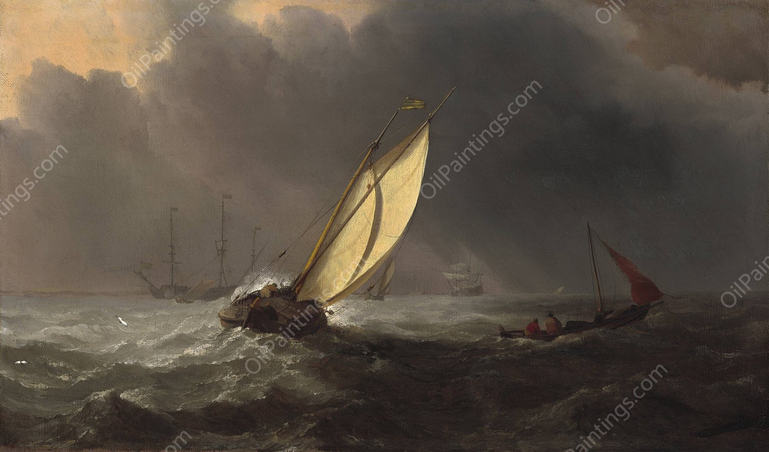 Before the Storm  by Willem Van De Velde The Younger - Hand-Painted Oil Painting Reproduction