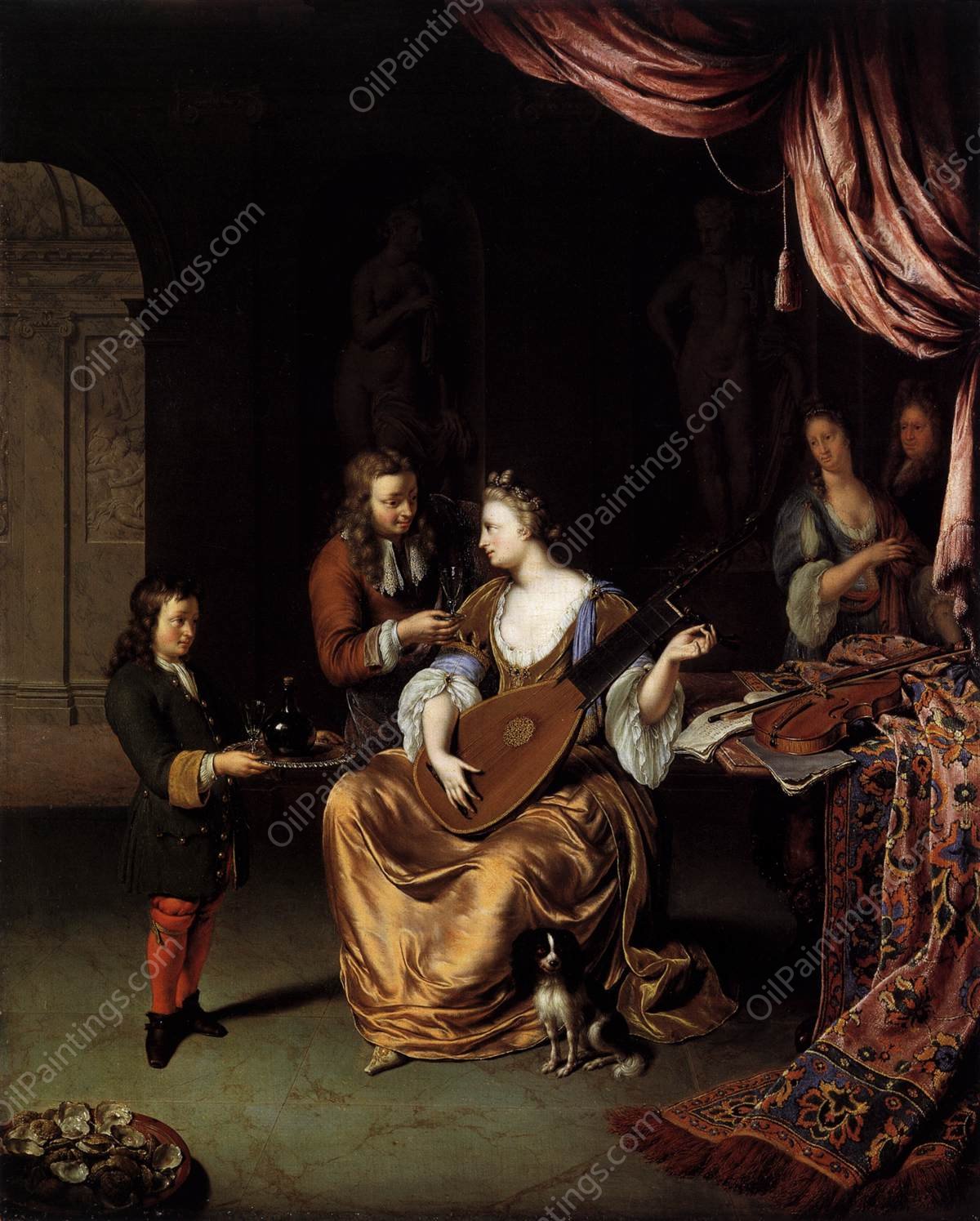 The Lute Player by Willem Van Mieris - Hand-Painted Oil Painting Reproduction
