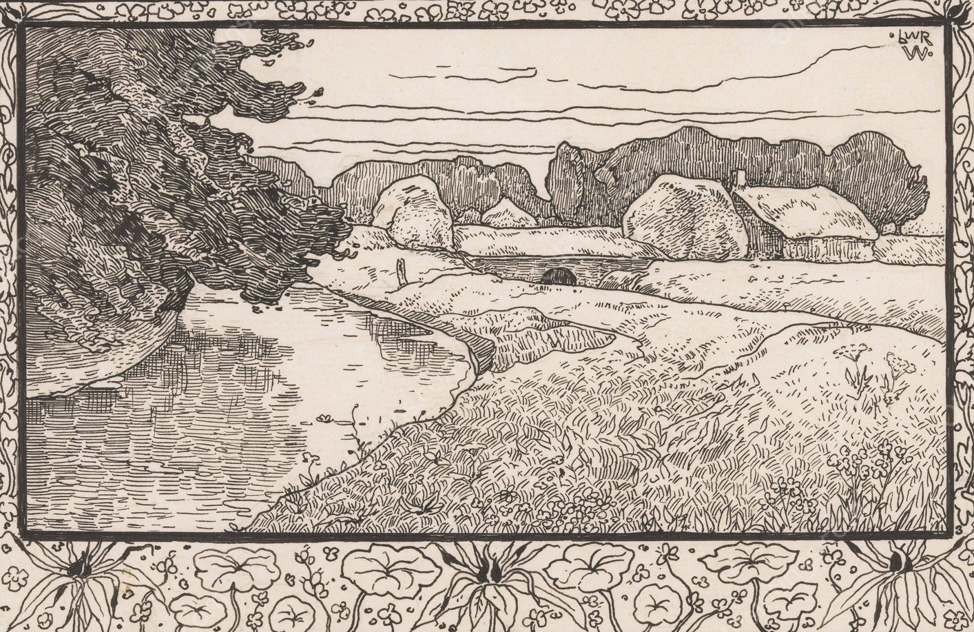 Grasland met water en boerderij  by Willem Wenckebach - Hand-Painted Oil Painting Reproduction