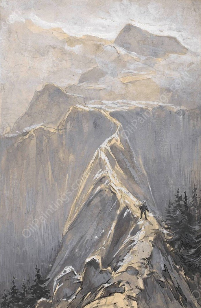 Jongen loopt over een bergpad  by Willem Wenckebach - Hand-Painted Oil Painting Reproduction