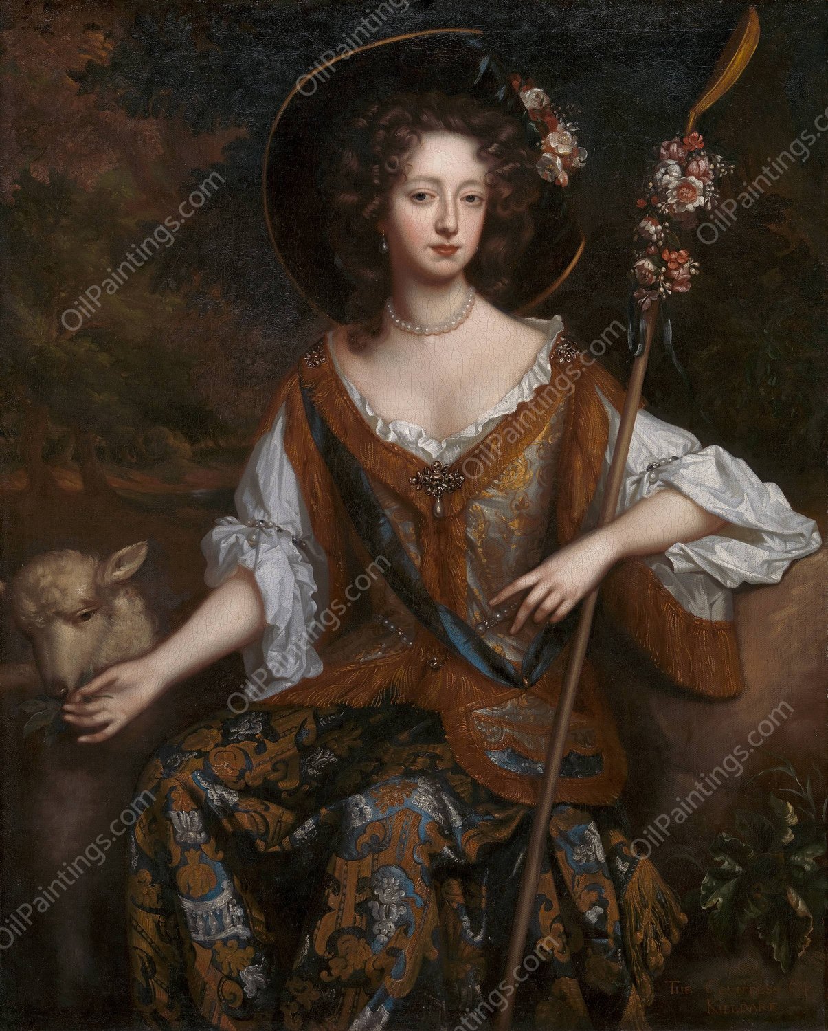 Elizabeth Jones, Countess of Kildare  by Willem Wissing - Hand-Painted Oil Painting Reproduction