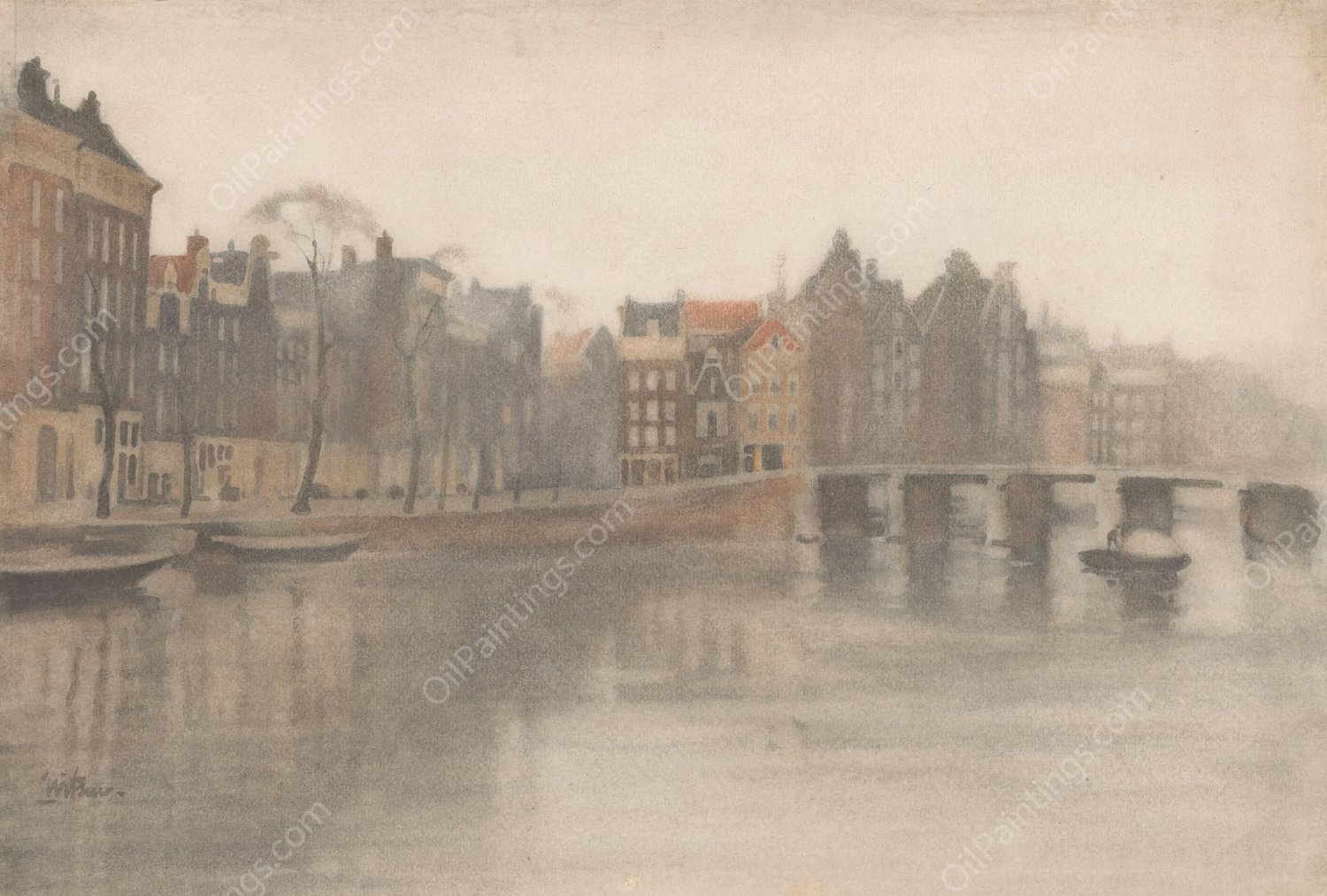 De Oude Waal te Amsterdam  by Willem Witsen - Hand-Painted Oil Painting Reproduction