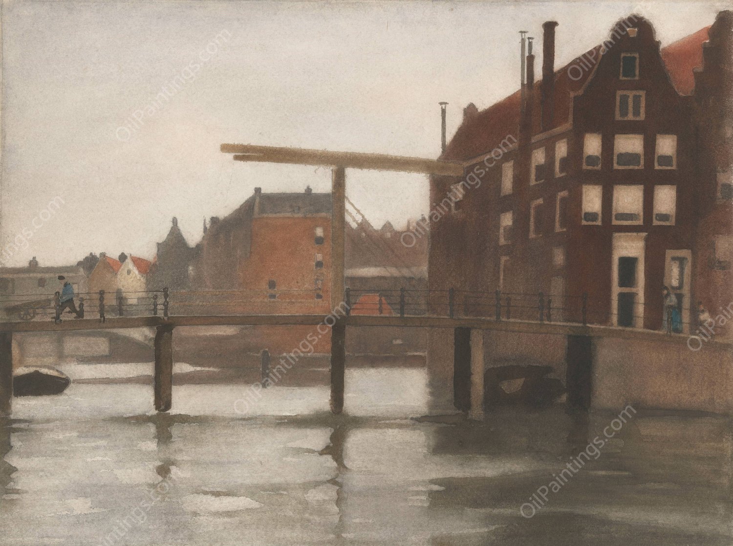 Gezicht op Uilenburg te Amsterdam  by Willem Witsen - Hand-Painted Oil Painting Reproduction