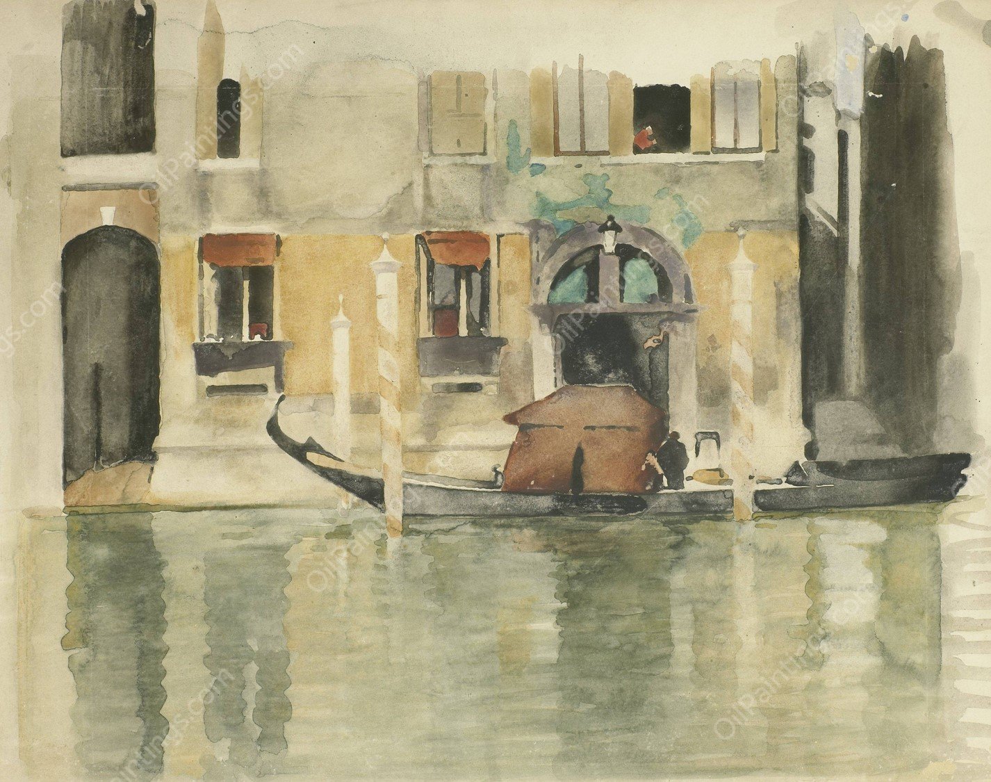 Gondel voor een Venetiaans huis  by Willem Witsen - Hand-Painted Oil Painting Reproduction