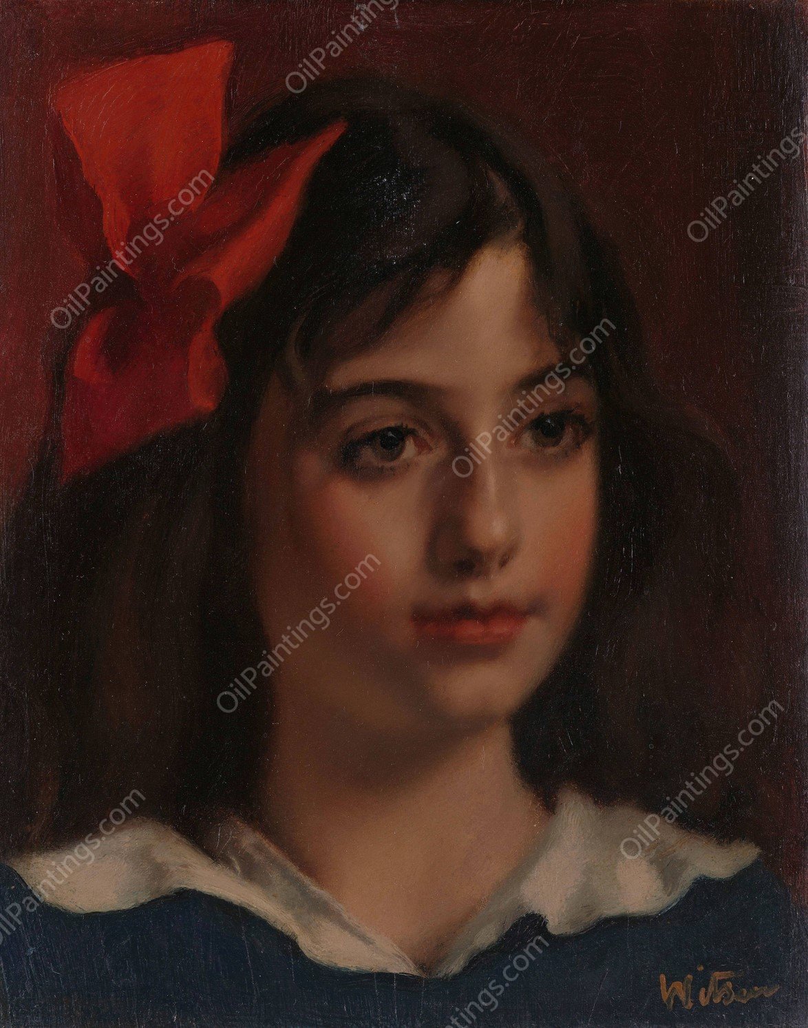 Portret van een meisje  by Willem Witsen - Hand-Painted Oil Painting Reproduction