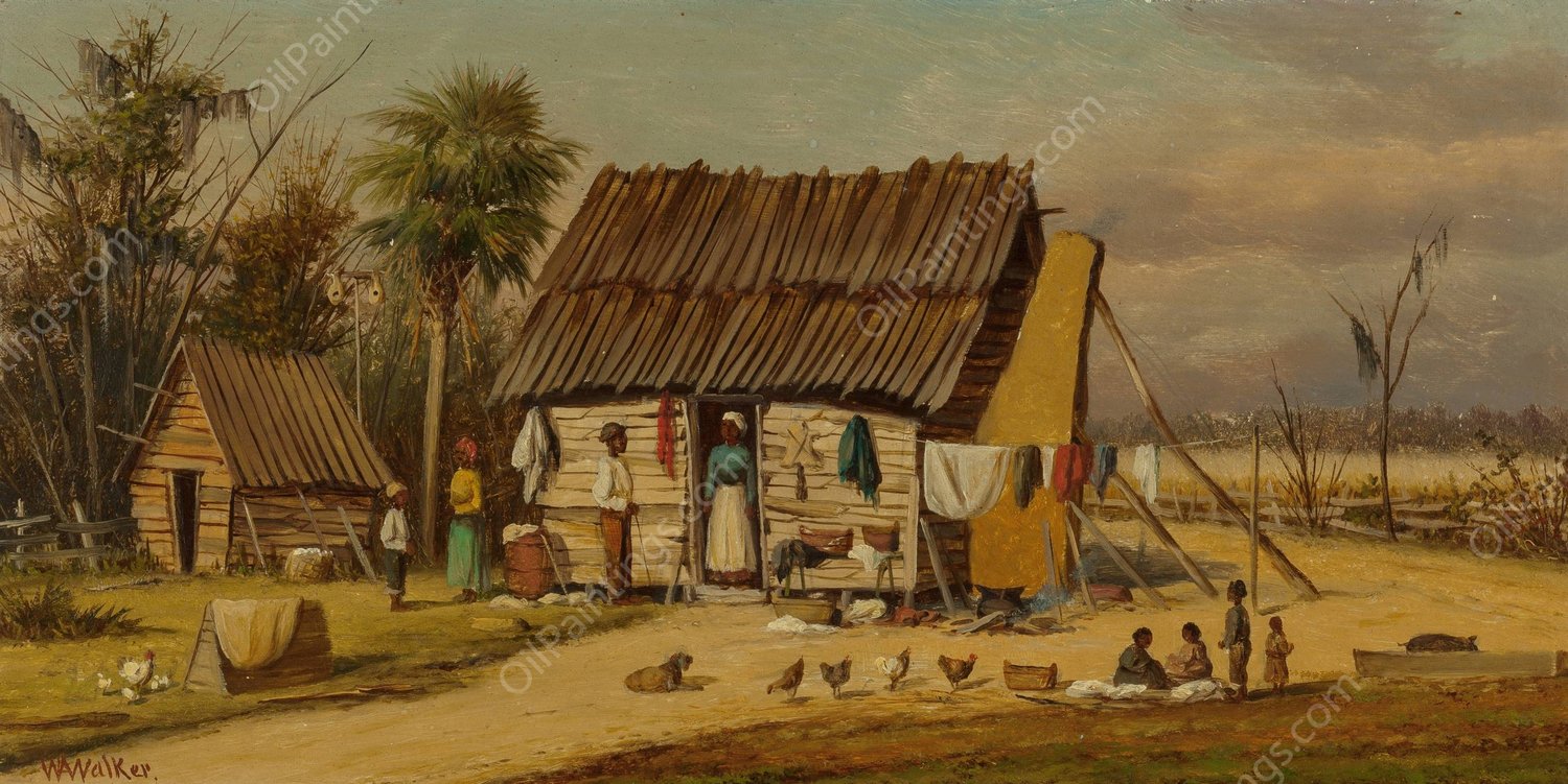 Cabin Scene, Wash Day by William Aiken Walker - Hand-Painted Oil Painting Reproduction