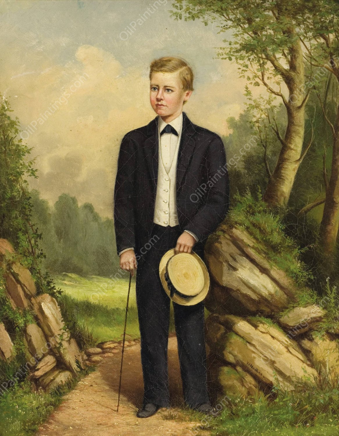 Portrait of a Boy by William Aiken Walker - Hand-Painted Oil Painting Reproduction