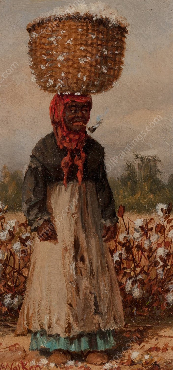 Woman in Cotton Field by William Aiken Walker - Hand-Painted Oil Painting Reproduction
