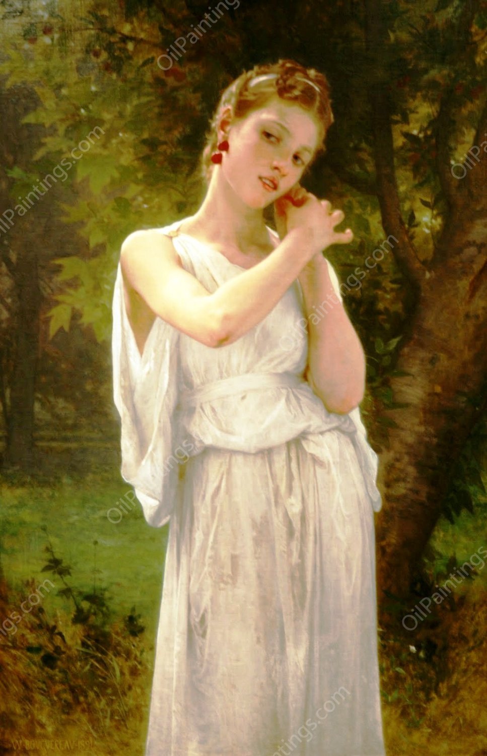 Earrings by William-Adolphe Bouguereau - Hand-Painted Oil Painting Reproduction
