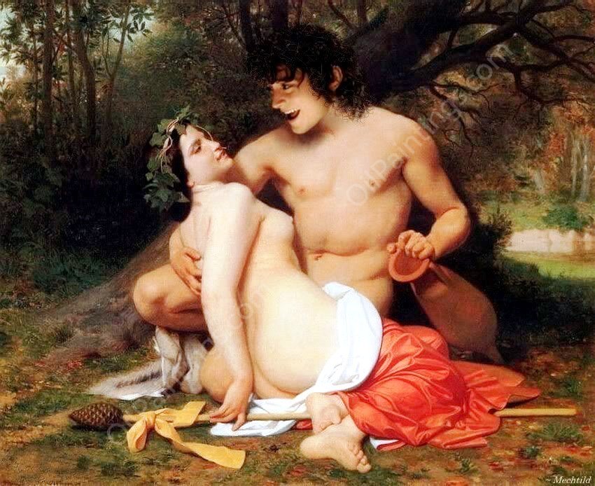 Faun and Bacchante by William-Adolphe Bouguereau - Hand-Painted Oil Painting Reproduction
