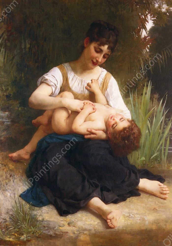 The Joys of Motherhood by William-Adolphe Bouguereau - Hand-Painted Oil Painting Reproduction