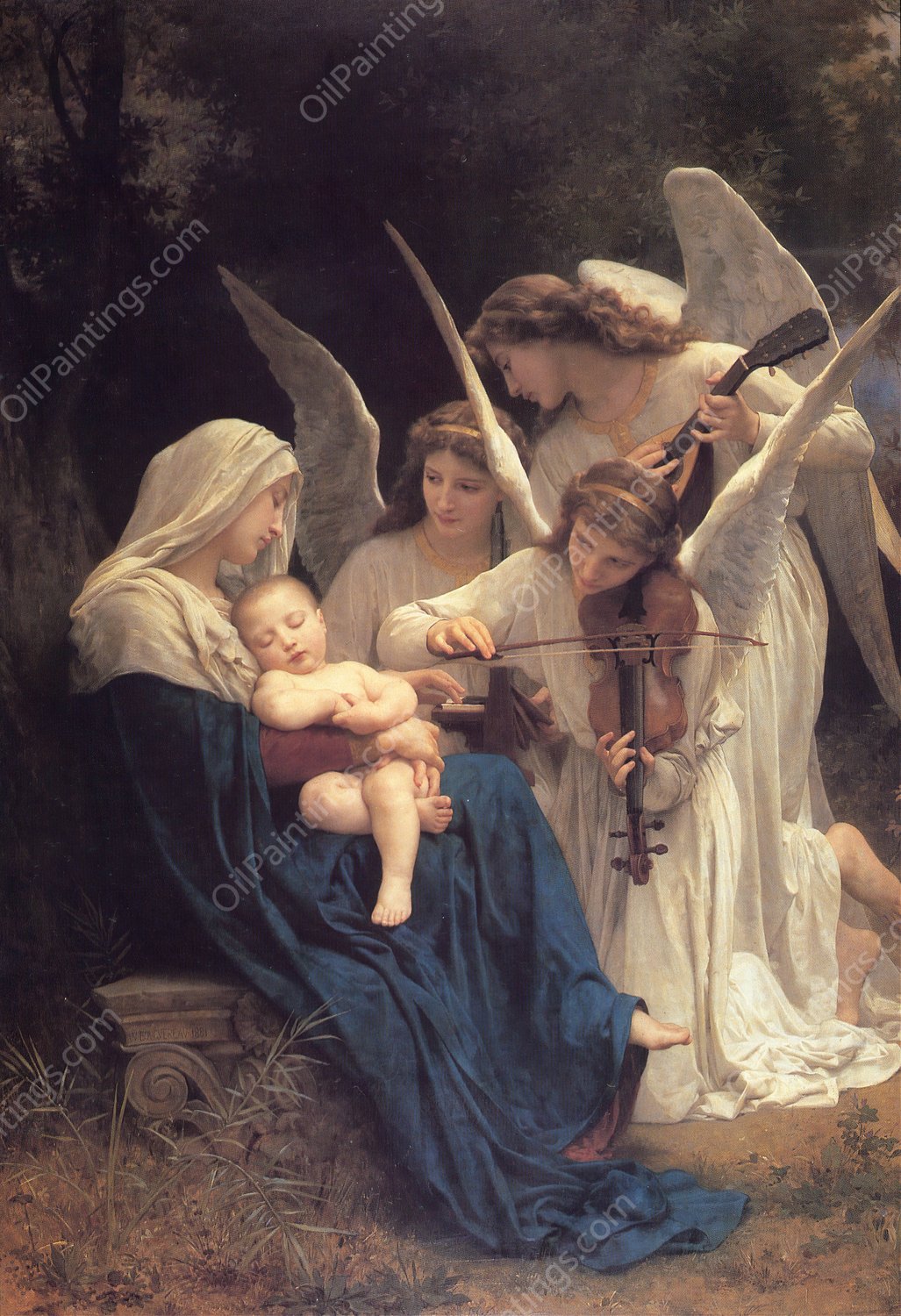 The Song of the Angels  by William Bouguereau - Hand-Painted Oil Painting Reproduction