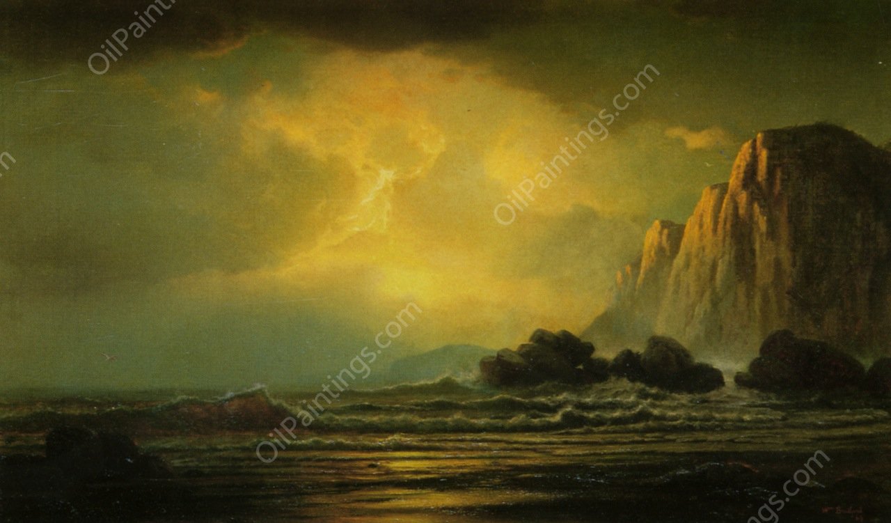 Coastal Scene at Sunset by William Bradford - Hand-Painted Oil Painting Reproduction
