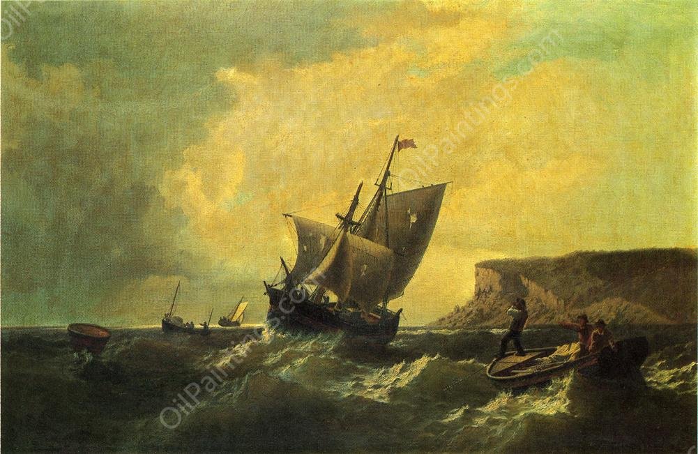 Fishermen in an Approaching Storm by William Bradford - Hand-Painted Oil Painting Reproduction