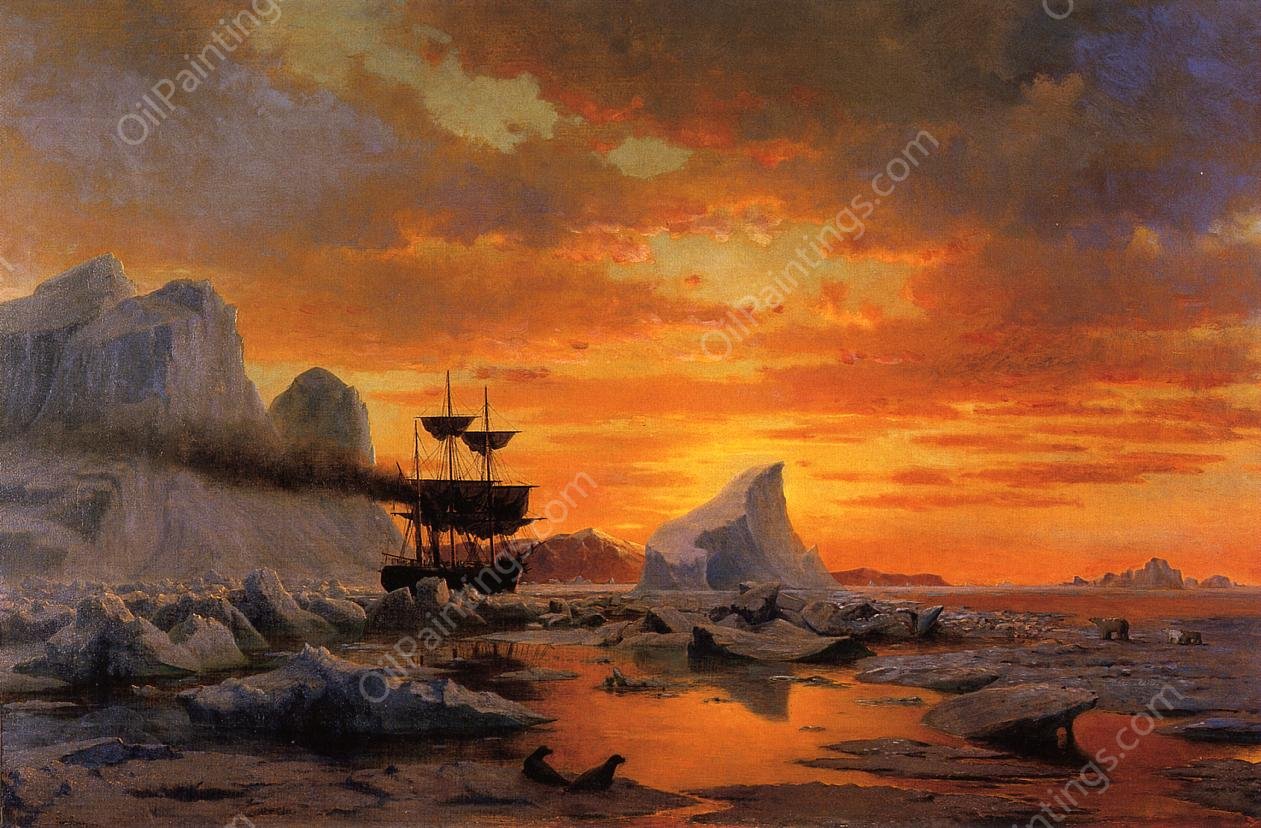 Ice Dwellers, Watching the Invaders by William Bradford - Hand-Painted Oil Painting Reproduction