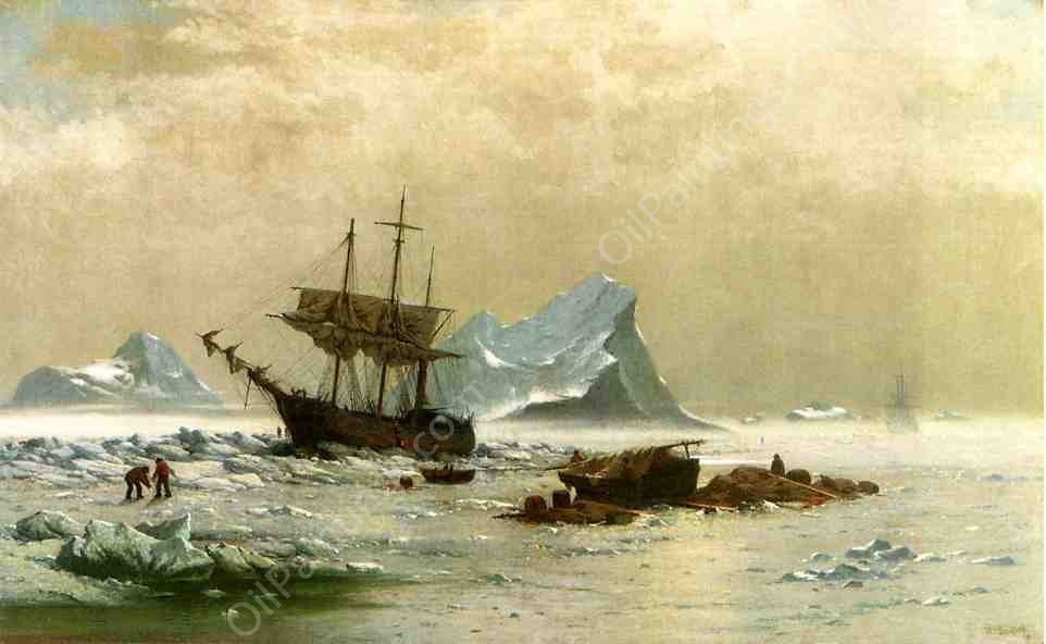 Ice Floes
 by William Bradford - Hand-Painted Oil Painting Reproduction