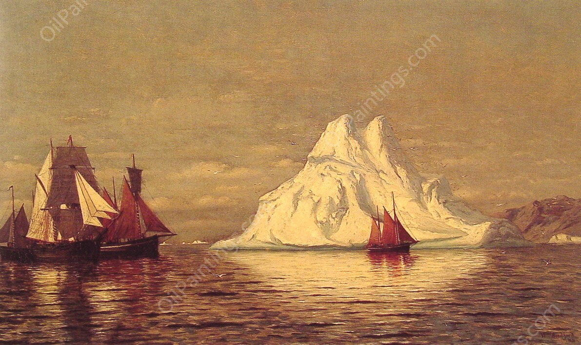 Ships and Iceberg by William Bradford - Hand-Painted Oil Painting Reproduction