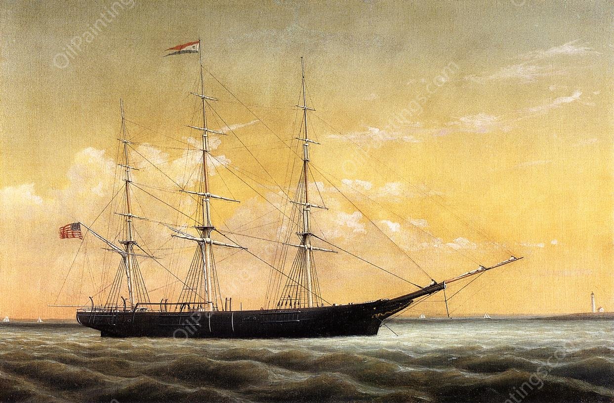 Whaleship 'Jireh Perry' off Clark's Point, New Bedford by William Bradford - Hand-Painted Oil Painting Reproduction