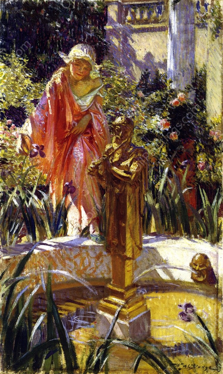 Stepping in the Fountain by William De Leftwich Dodge - Hand-Painted Oil Painting Reproduction