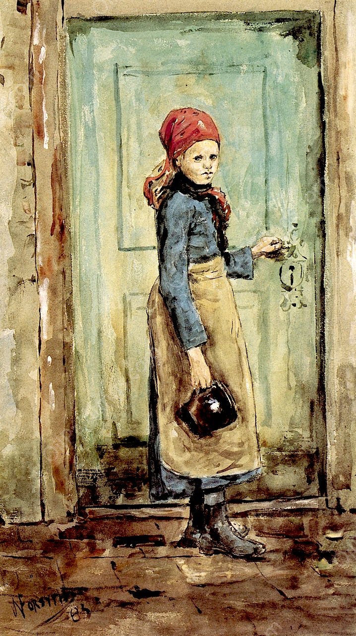 Girl with Pitcher by William Forsyth - Hand-Painted Oil Painting Reproduction