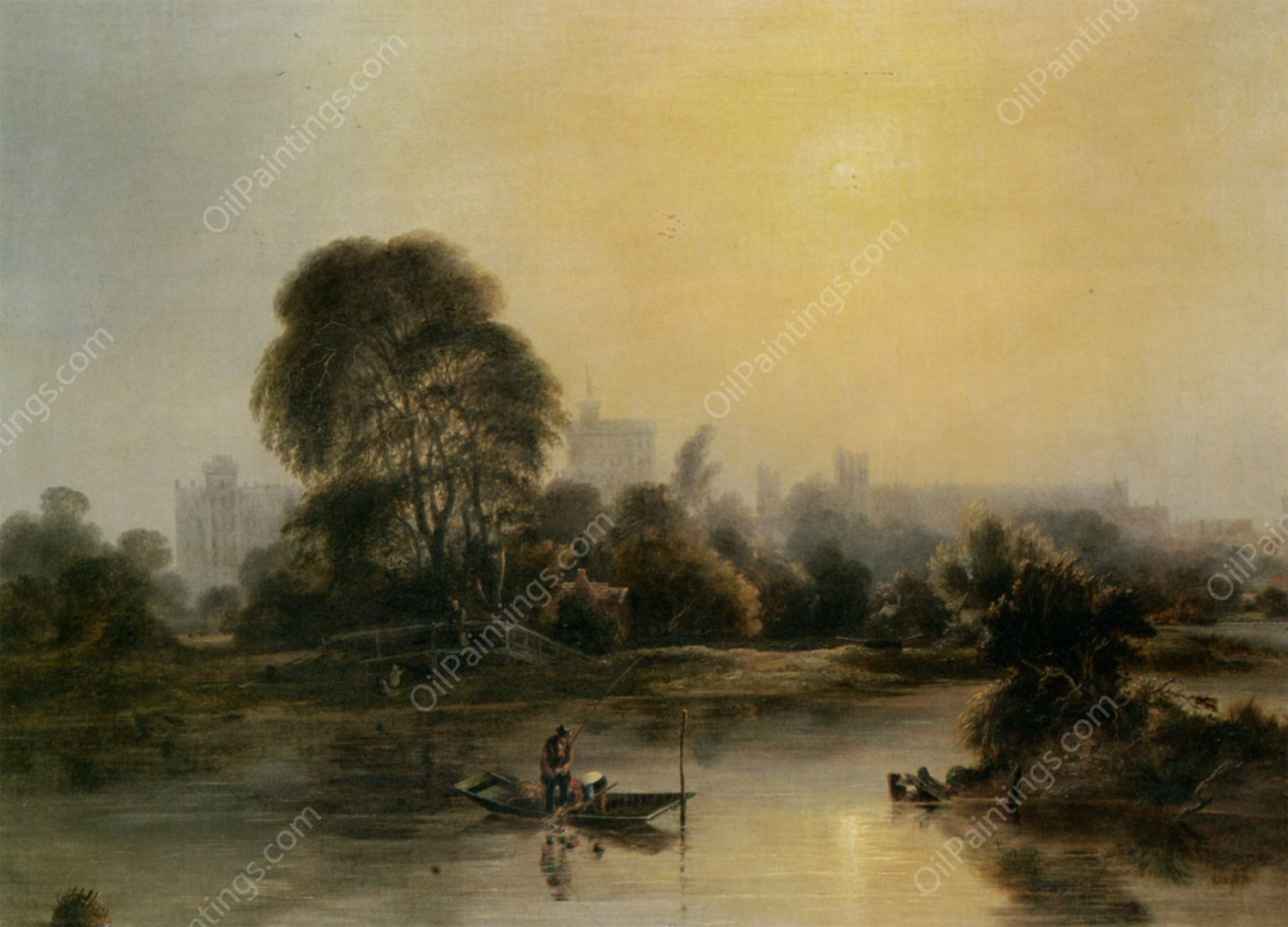 Windsor Castle from the Thames by William Fowler II - Hand-Painted Oil Painting Reproduction