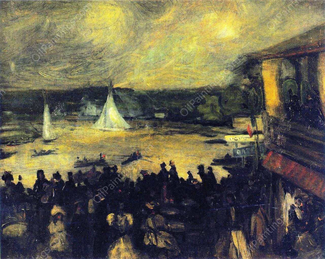 Sailing Boats - Paris by William Glackens - Hand-Painted Oil Painting Reproduction