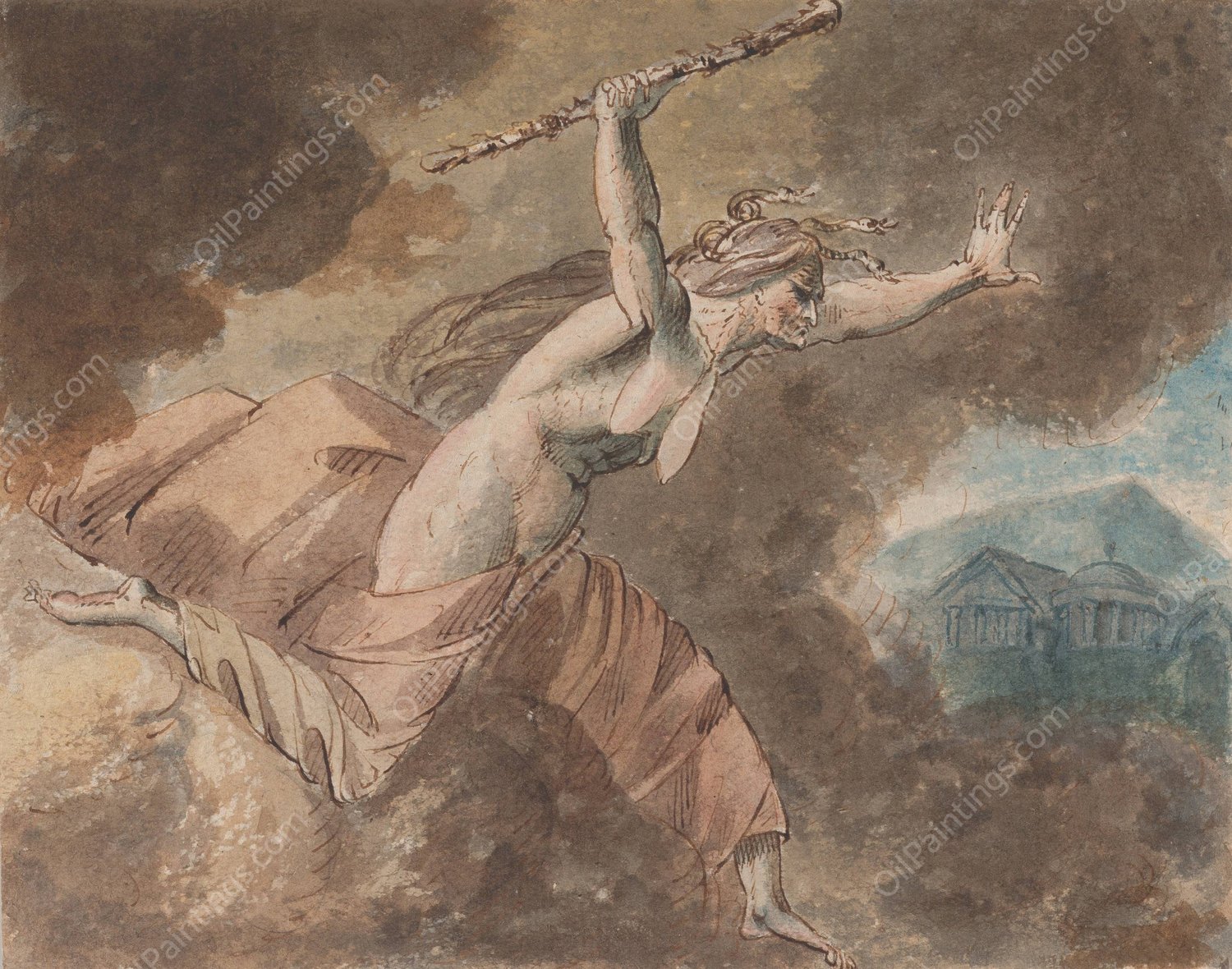 Envy from Ovid's 'House of Envy' by William Hamilton - Hand-Painted Oil Painting Reproduction