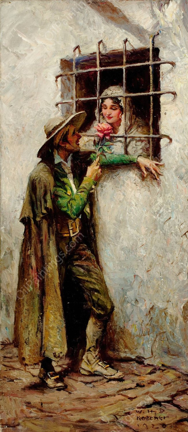 At the Window  by William Henry Dethlef Koerner - Hand-Painted Oil Painting Reproduction