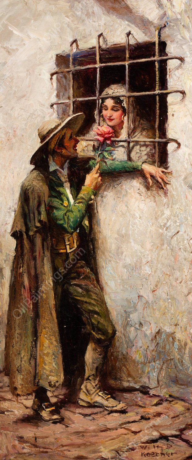 At the Window  by William Henry Dethlef Koerner - Hand-Painted Oil Painting Reproduction