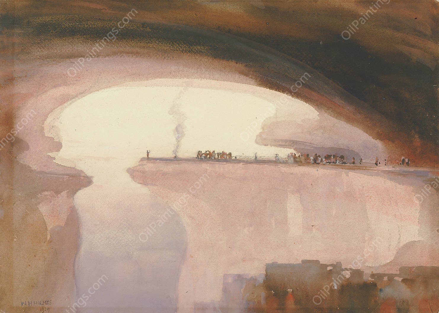 A Cliff Dweller's Ceremony, Colorado  by William Henry Holmes - Hand-Painted Oil Painting Reproduction