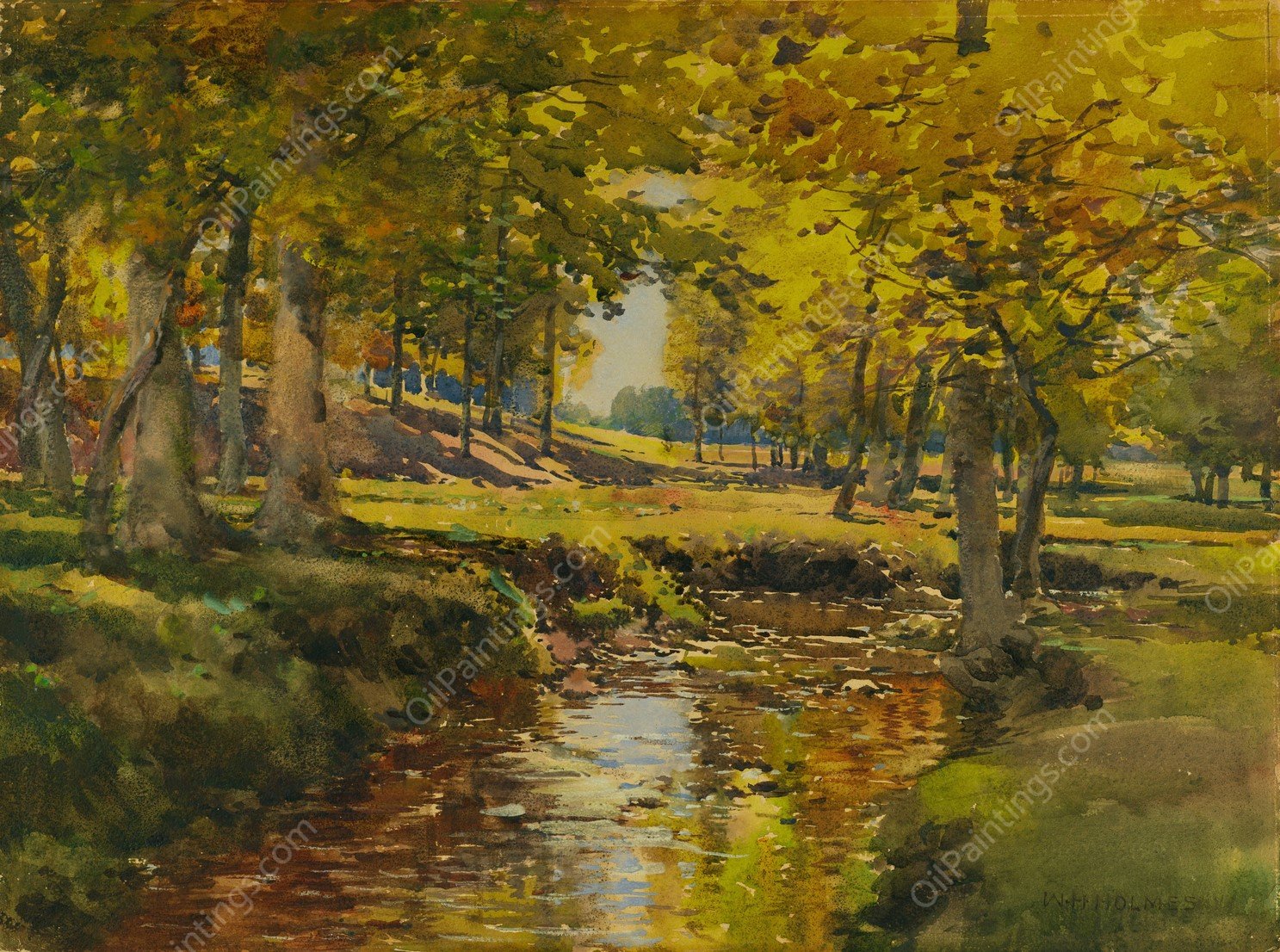 Autumn In The Meadow Edge by William Henry Holmes - Hand-Painted Oil Painting Reproduction