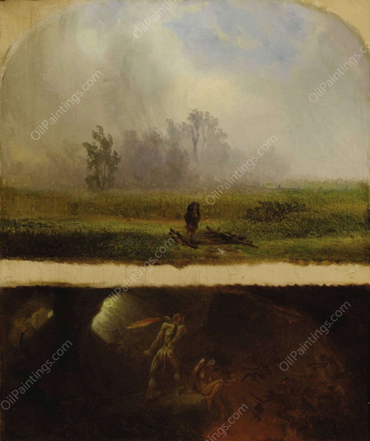 It Rains It Shines, The Devil Whipping His Wife by William Holbrook Beard - Hand-Painted Oil Painting Reproduction
