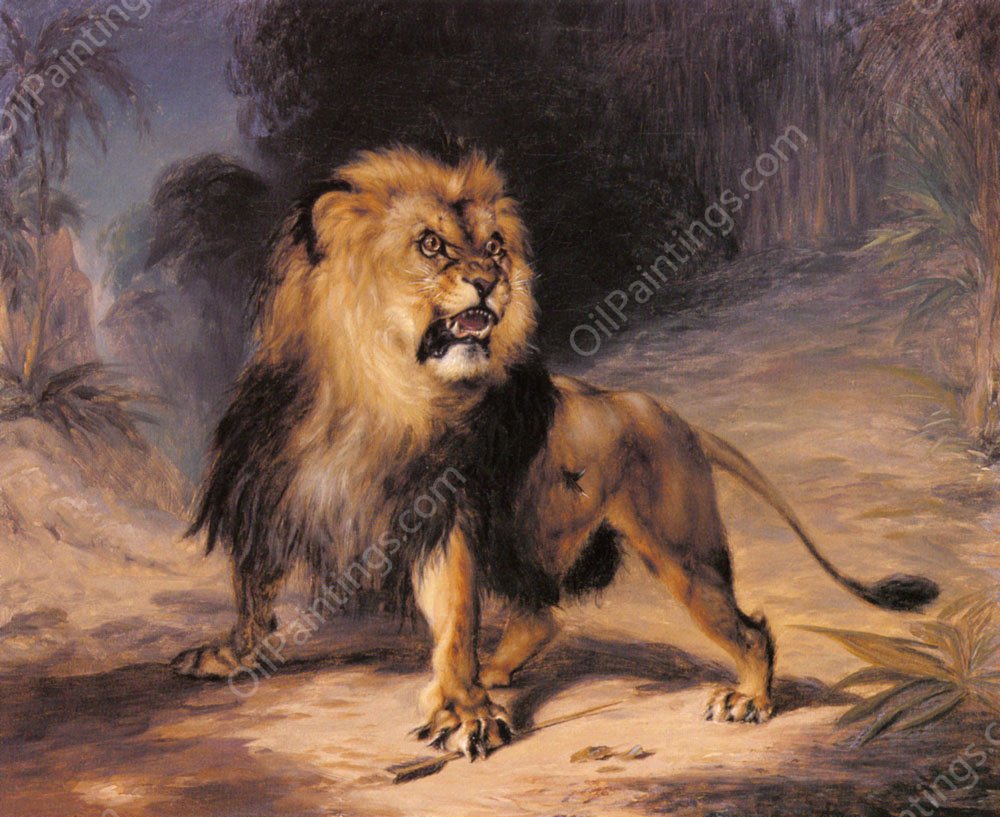 A Lion by William Huggins - Hand-Painted Oil Painting Reproduction
