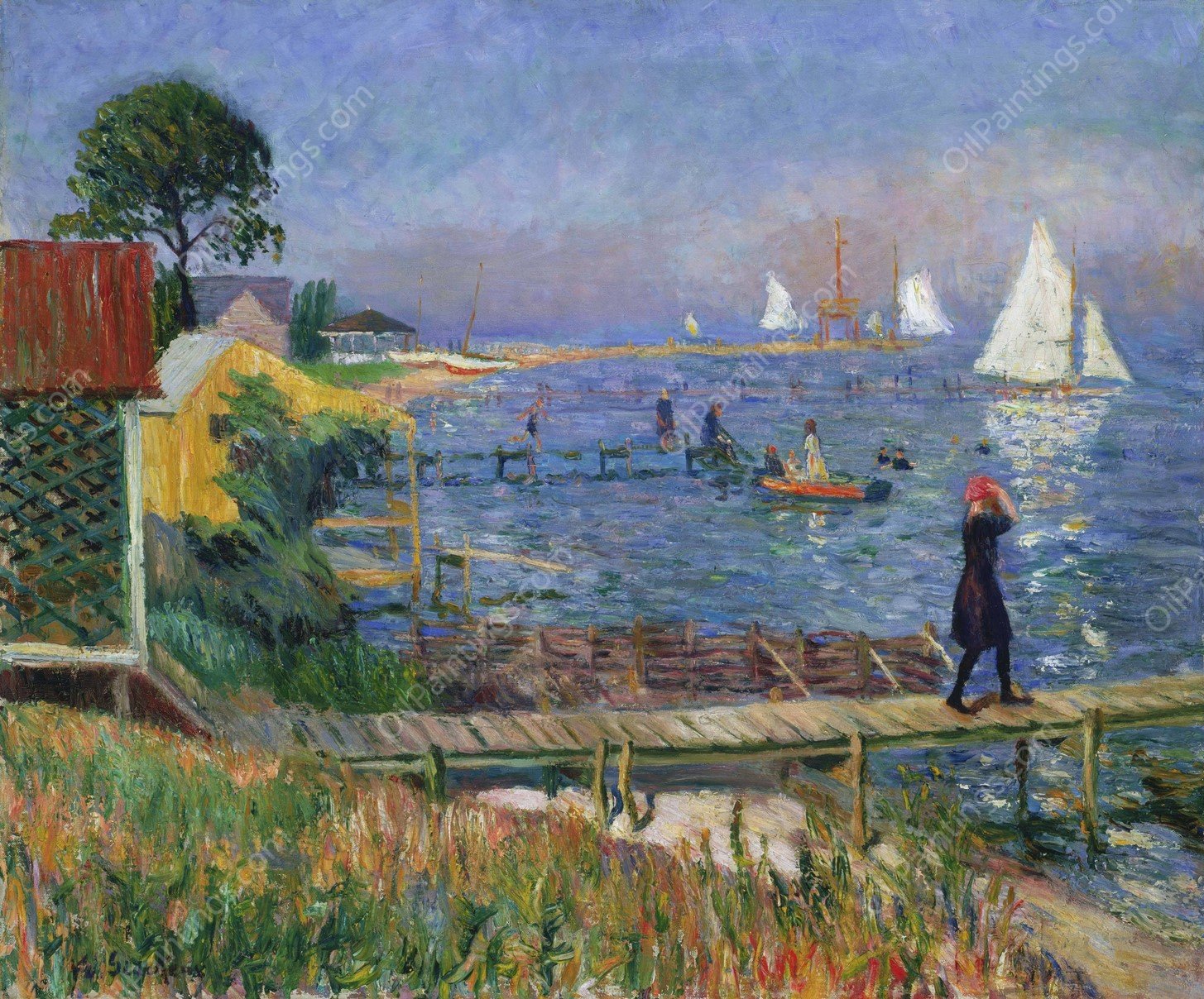 Bathers at Bellport by William James Glackens - Hand-Painted Oil Painting Reproduction