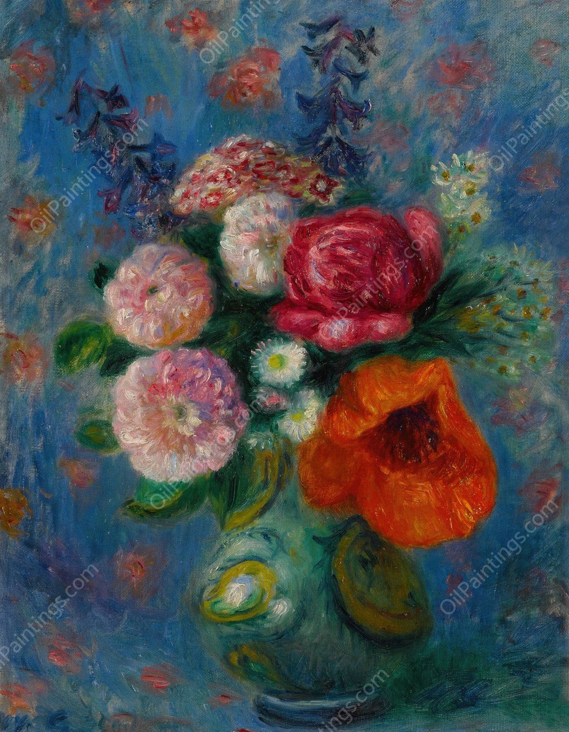 Bouquet with Poppy by William James Glackens - Hand-Painted Oil Painting Reproduction