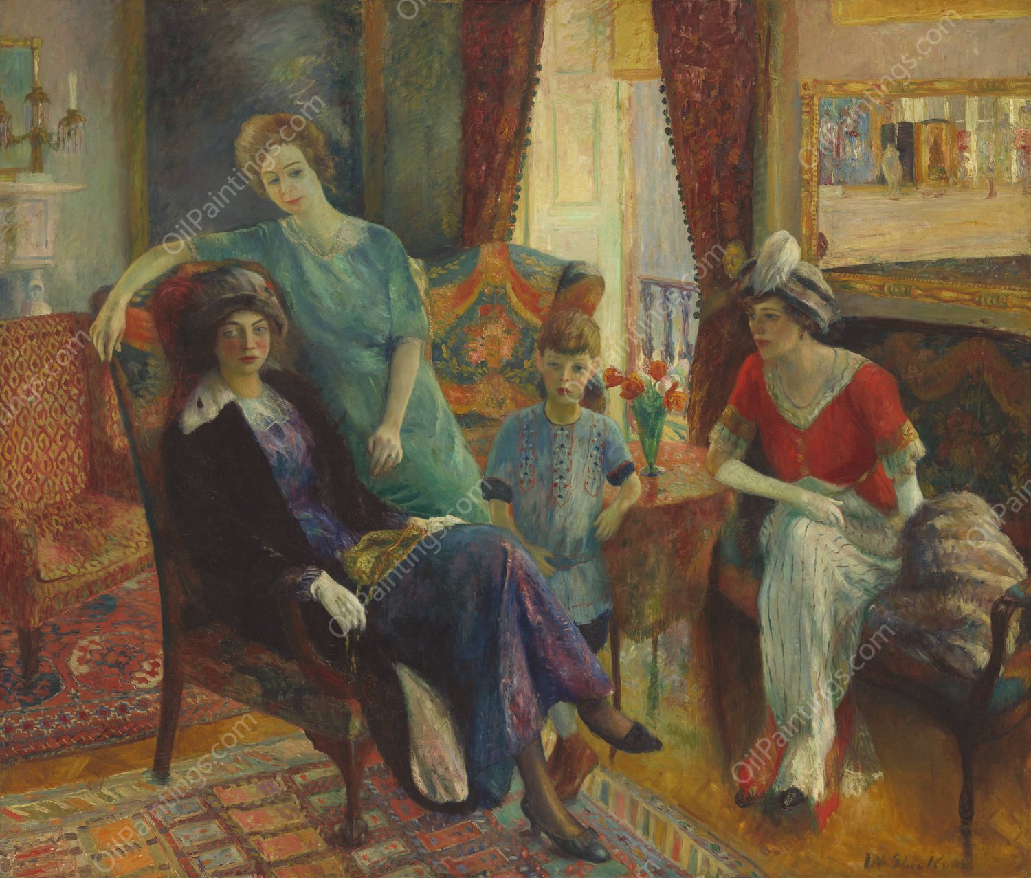 Family Group  by William James Glackens - Hand-Painted Oil Painting Reproduction