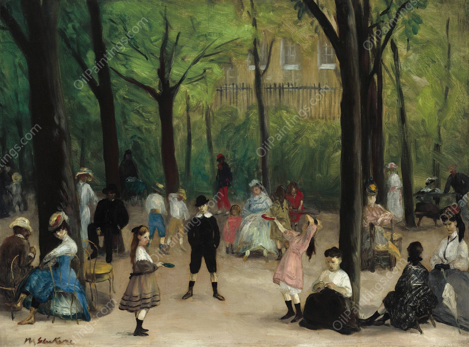 Luxembourg Gardens  by William James Glackens - Hand-Painted Oil Painting Reproduction