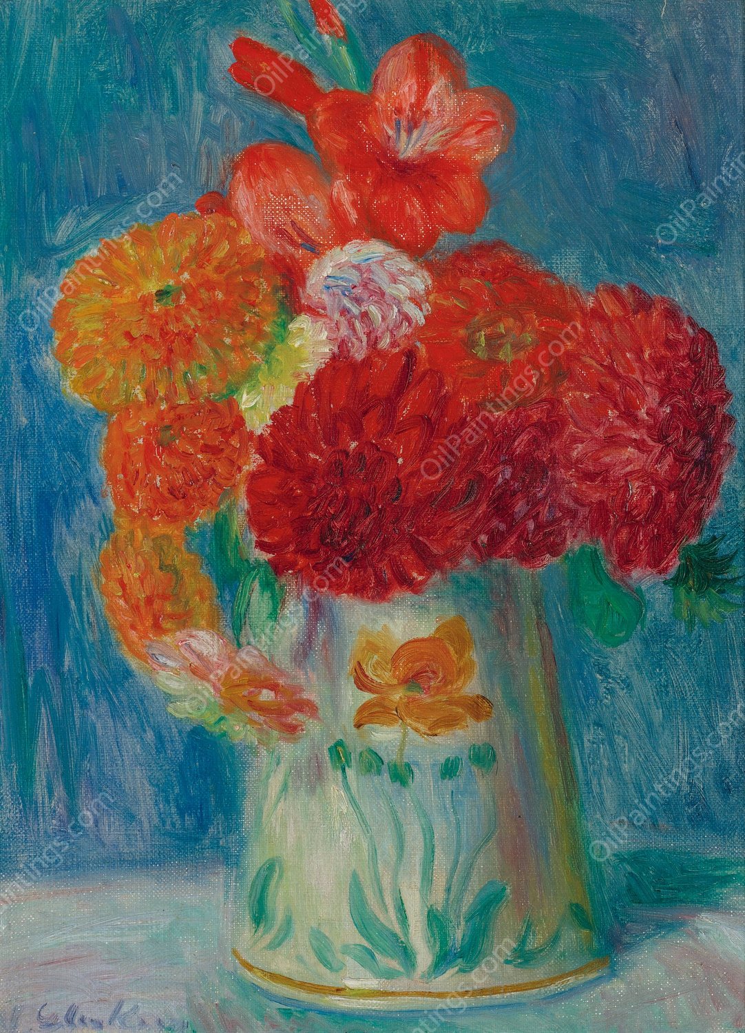 Still Life With Lilies by William James Glackens - Hand-Painted Oil Painting Reproduction