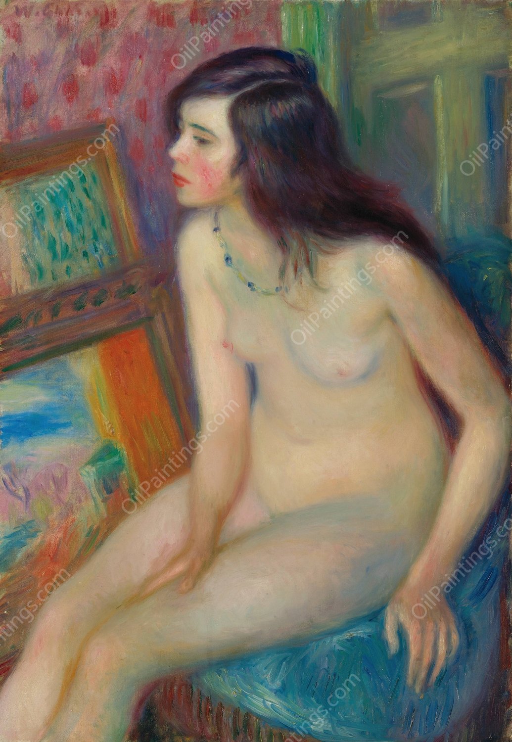 Temple Gold Medal Nude  by William James Glackens - Hand-Painted Oil Painting Reproduction