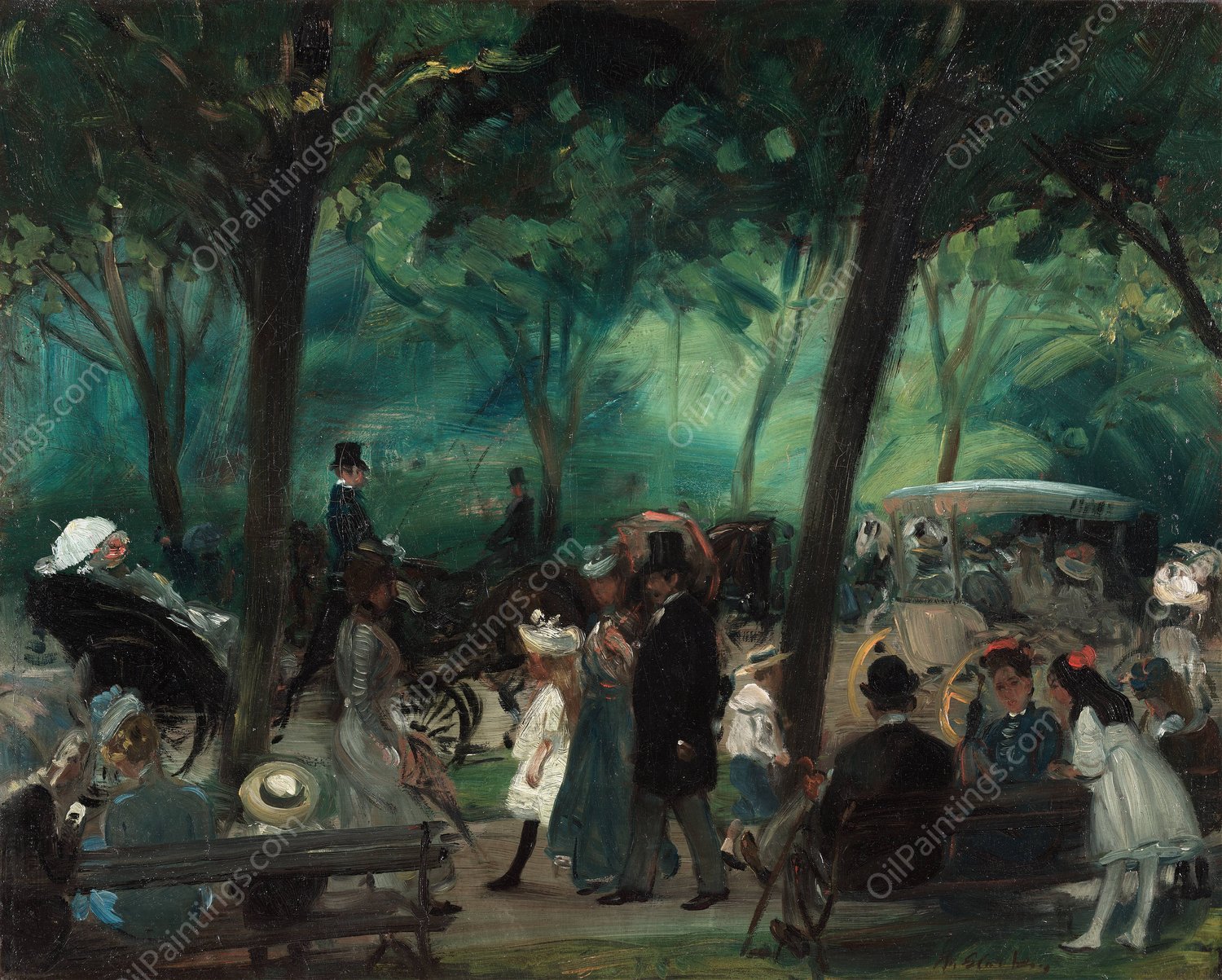 The Drive, Central Park  by William James Glackens - Hand-Painted Oil Painting Reproduction