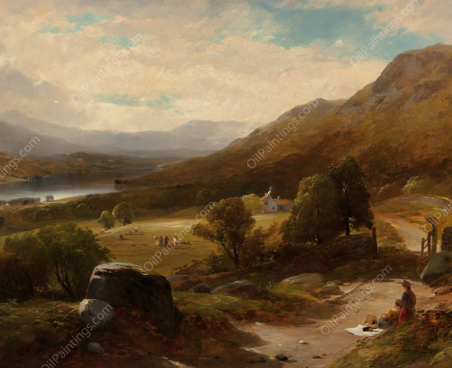 Lake Windermere, England by William M. Hart - Hand-Painted Oil Painting Reproduction