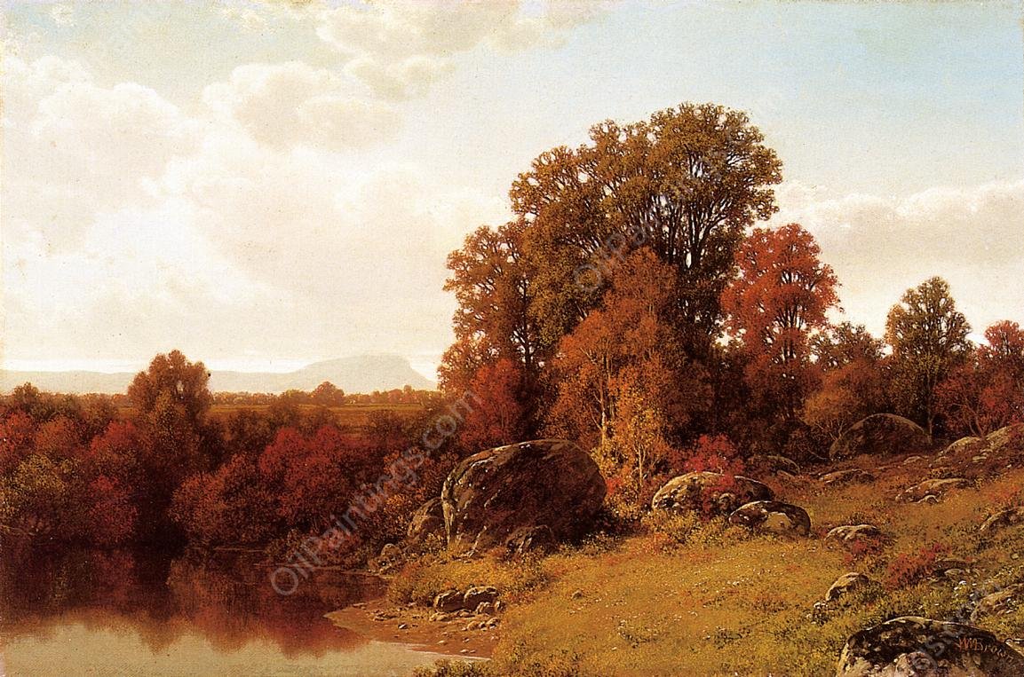 Autumn Scene on the Connecticut River by William Mason Brown - Hand-Painted Oil Painting Reproduction
