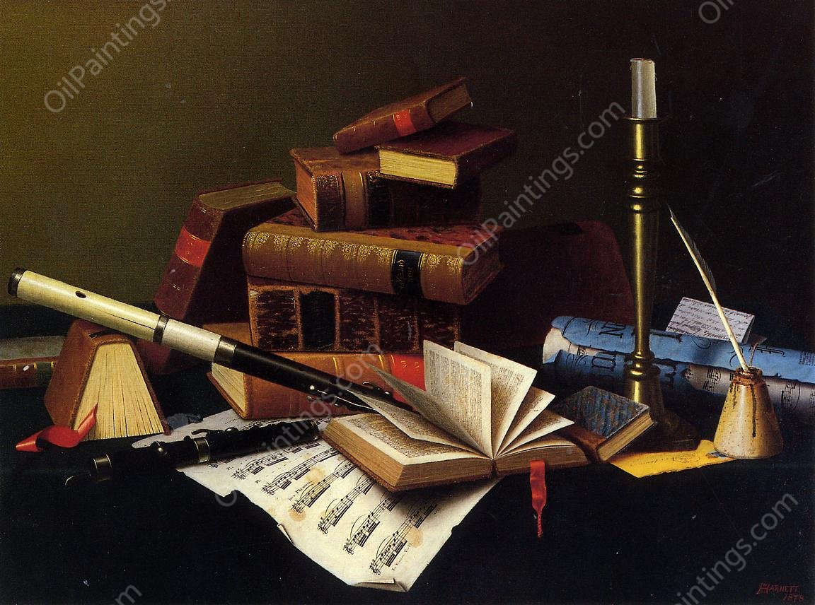 Music and Literature by William Michael Harnett - Hand-Painted Oil Painting Reproduction